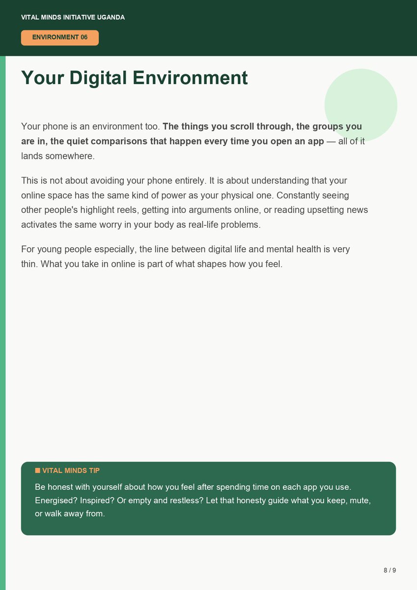 vitalmindsug's tweet photo. Your World Shapes Your Mind. How the spaces you live in quietly affect your mental health.
Swipe through to understand the connection between your environment and mind.
#mentalhealth #mentalhealthsupport #mentalhealthawareness #safespaces #environment #learnwithus https://t.co/amqCBfSlgJ