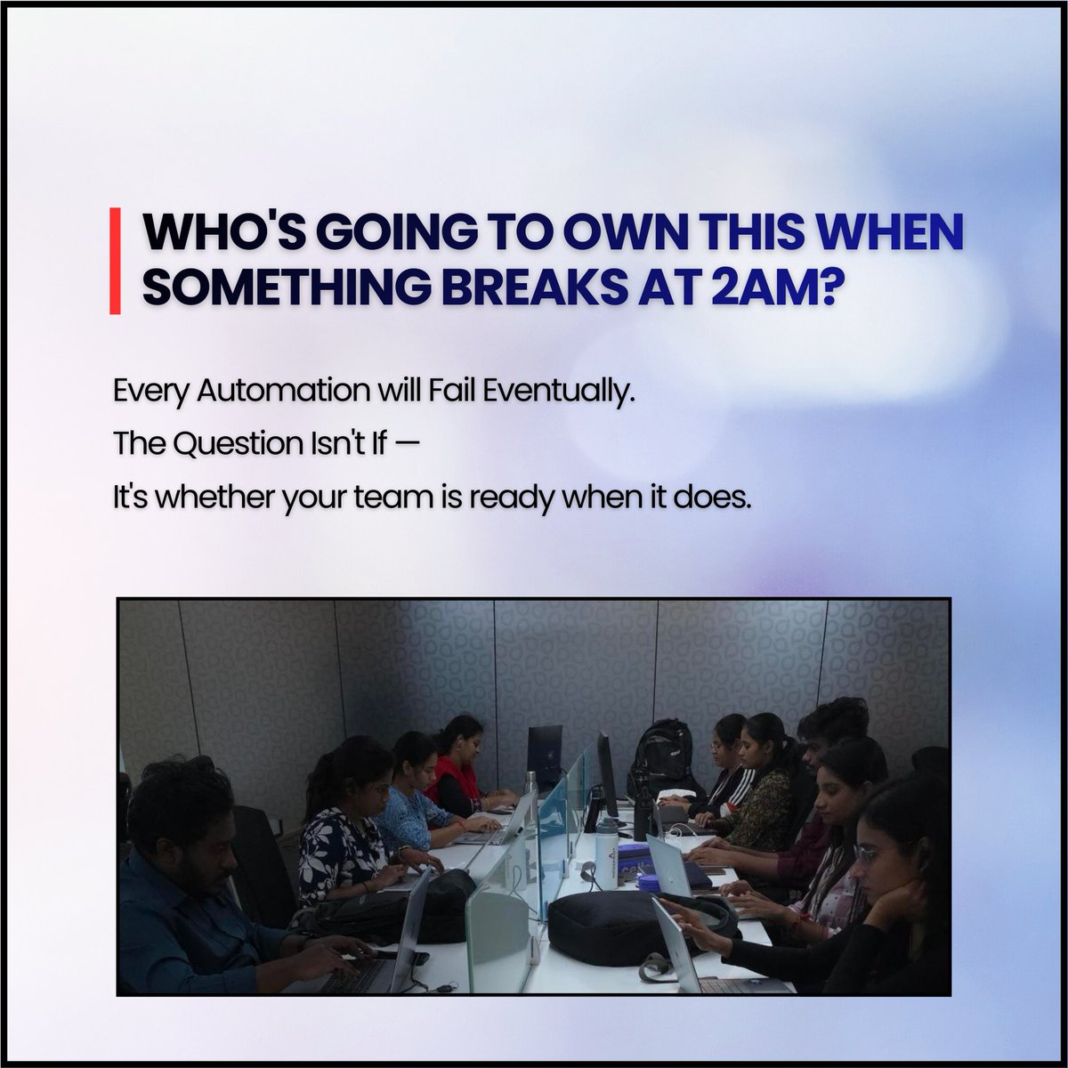infosprinttech's tweet photo. The most expensive automation isn't the one that fails. It's the one that succeeds at the wrong thing.

Before we write a single line of code — 
We ask the questions most vendors skip.

Swipe to see the 5 we never compromise on. ➡️

If you're planning your next automation project — 
start with the right questions. 

See How: https://t.co/WWT62pNCsm

#Workplace #RPA #AI #Friday