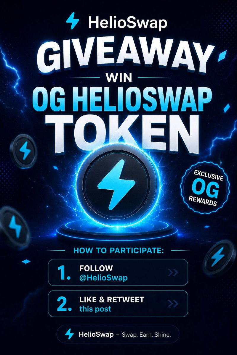 HelioSwap's tweet photo. ⚡️
OG HELIOSWAP TOKEN GIVEAWAY⚡️
Your chance to become one of the early OG holders is here! 🚀
To join: 
1️⃣Follow @HelioSwap 
2️⃣Like &amp; Retweet this post
Don’t miss your chance to be part of the HelioSwap journey 💙

#HelioSwap #OGGiveaway #Community https://t.co/iz6OkkTapO