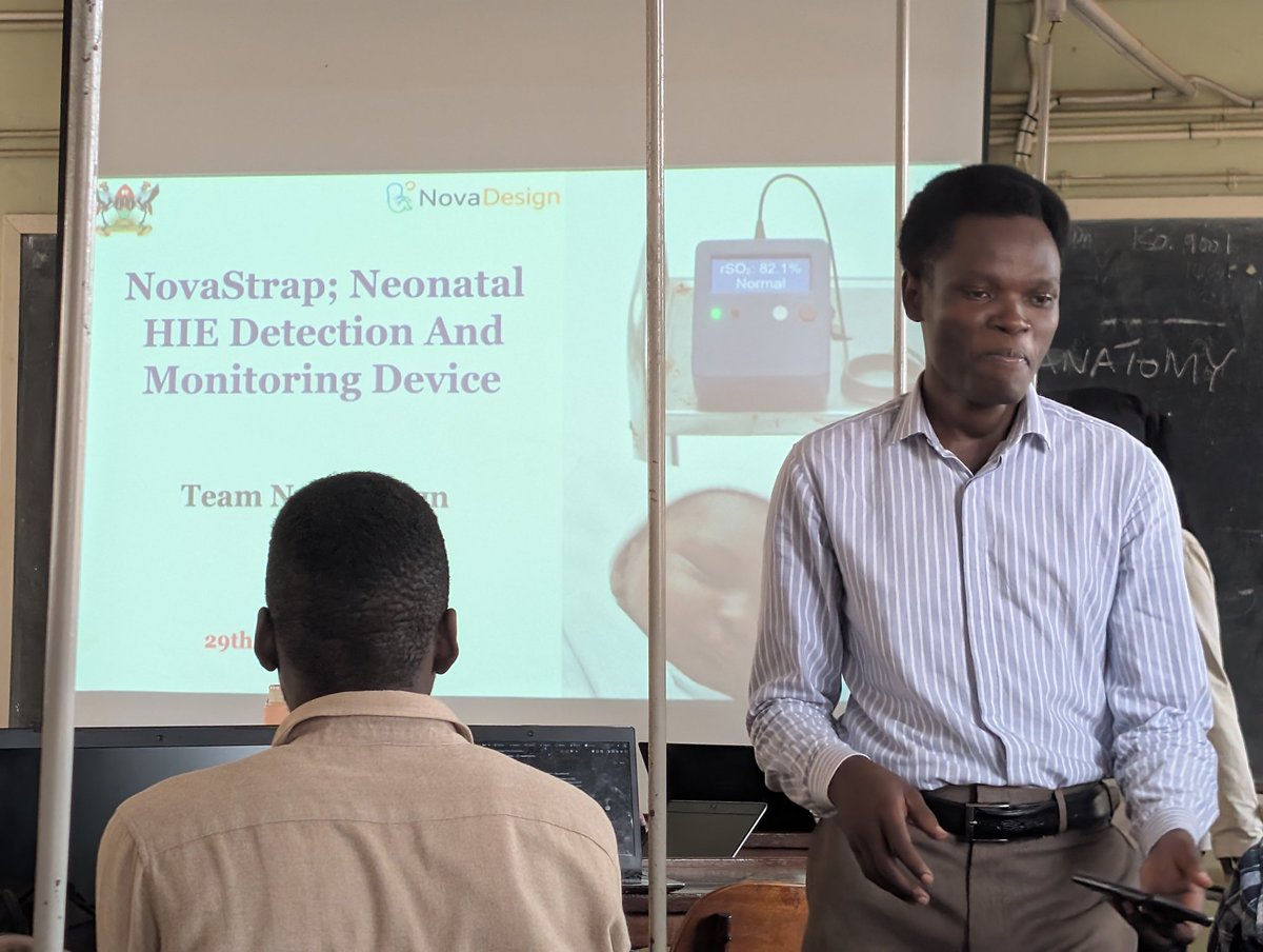 citemakbme's tweet photo. Final Year students of @MakBME are presenting their Biomedical Innovations. Meet team NovaDesigns who are designing for neonates to prevent HIE. https://t.co/Ca3w4IKYxp