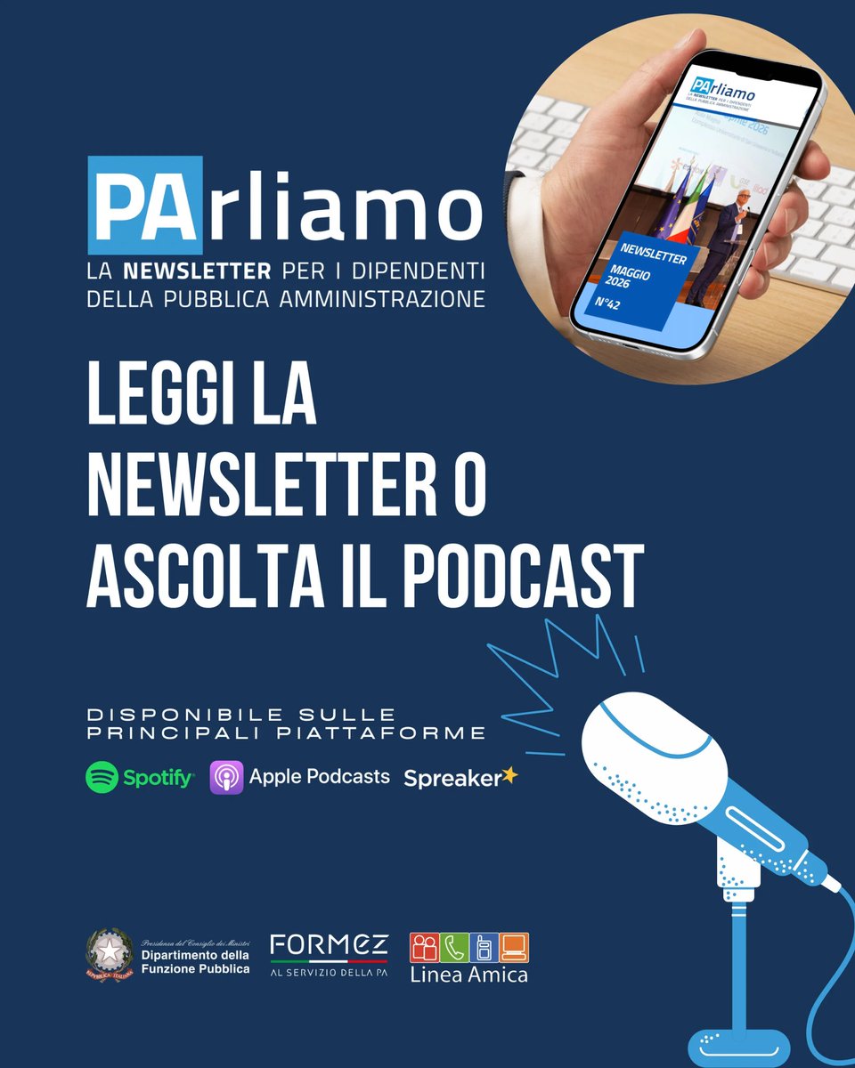 FunzPub's tweet photo. Online il numero di maggio di #PArliamo.
In questa edizione:
📍 Prossima - La PA di nuova generazione
📚 Nuovi percorsi formativi su Syllabus e Abc Data Academy
💻 Digitalizzazione, contratti ed eventi
​Leggi o ascolta il podcast:
🔗 https://t.co/VFrXRvUi3U

#Formazione #PA https://t.co/7O7rs72qXP