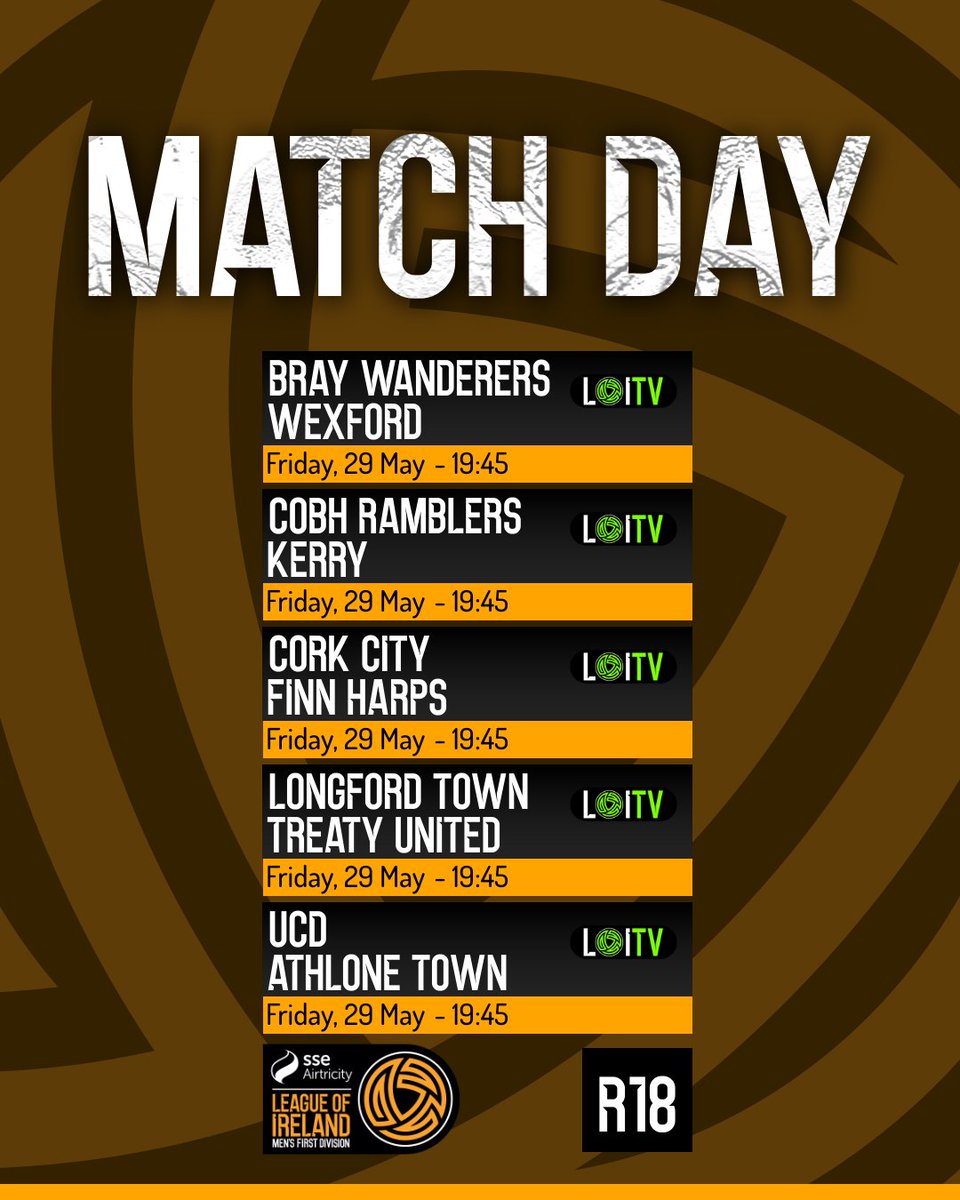 LeagueofIreland's tweet photo. Our night ahead in the SSE Airtricity Men's First Division! https://t.co/LjZu7ChBqo