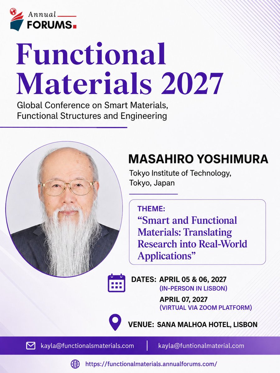 Functional_Mats's tweet photo. We Welcome you all at Lisbon, Portugal #Materialscience #SmartMaterials #Engineering #Materialscienceconference #Technology #functionalmaterials https://t.co/qksMmZo0Iu