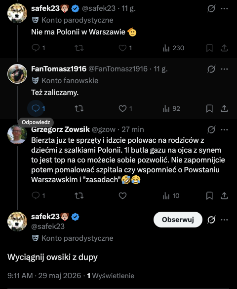 gzow's tweet photo. Ojoj. Odpowiedź i ban. Godne poziomowi na Łazienkowskiej. Zabolało mocno 😂 https://t.co/P2D00OuN5V