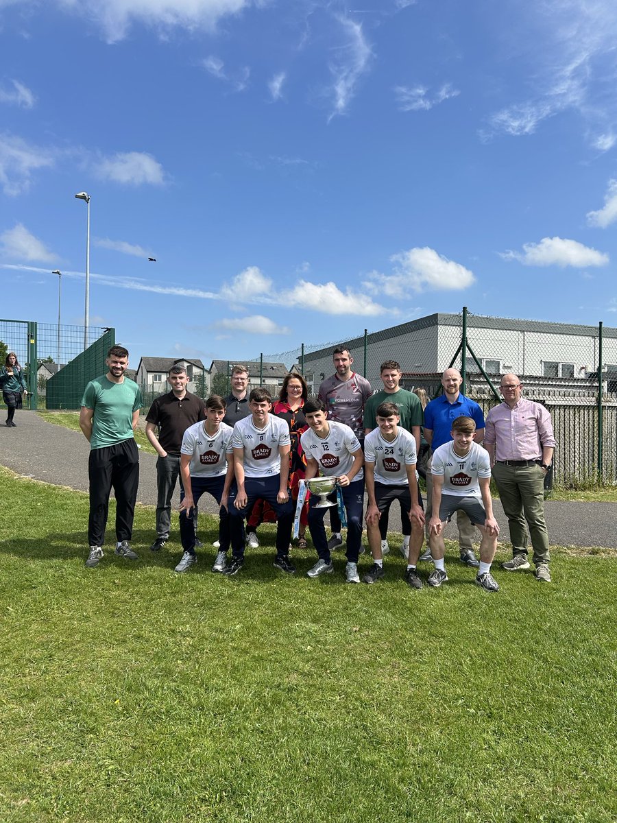 smcsclane's tweet photo. Massive thanks to our 6 Leinster Championship winning minors who brought the Fr. Larry Murray Trophy into the school today to show our 1st &amp; 2nd Years.
A great inspiration for the younger years, hopefully we’ll see some of them lifting silverware of their own in the years ahead. https://t.co/ZA6NChMCTM