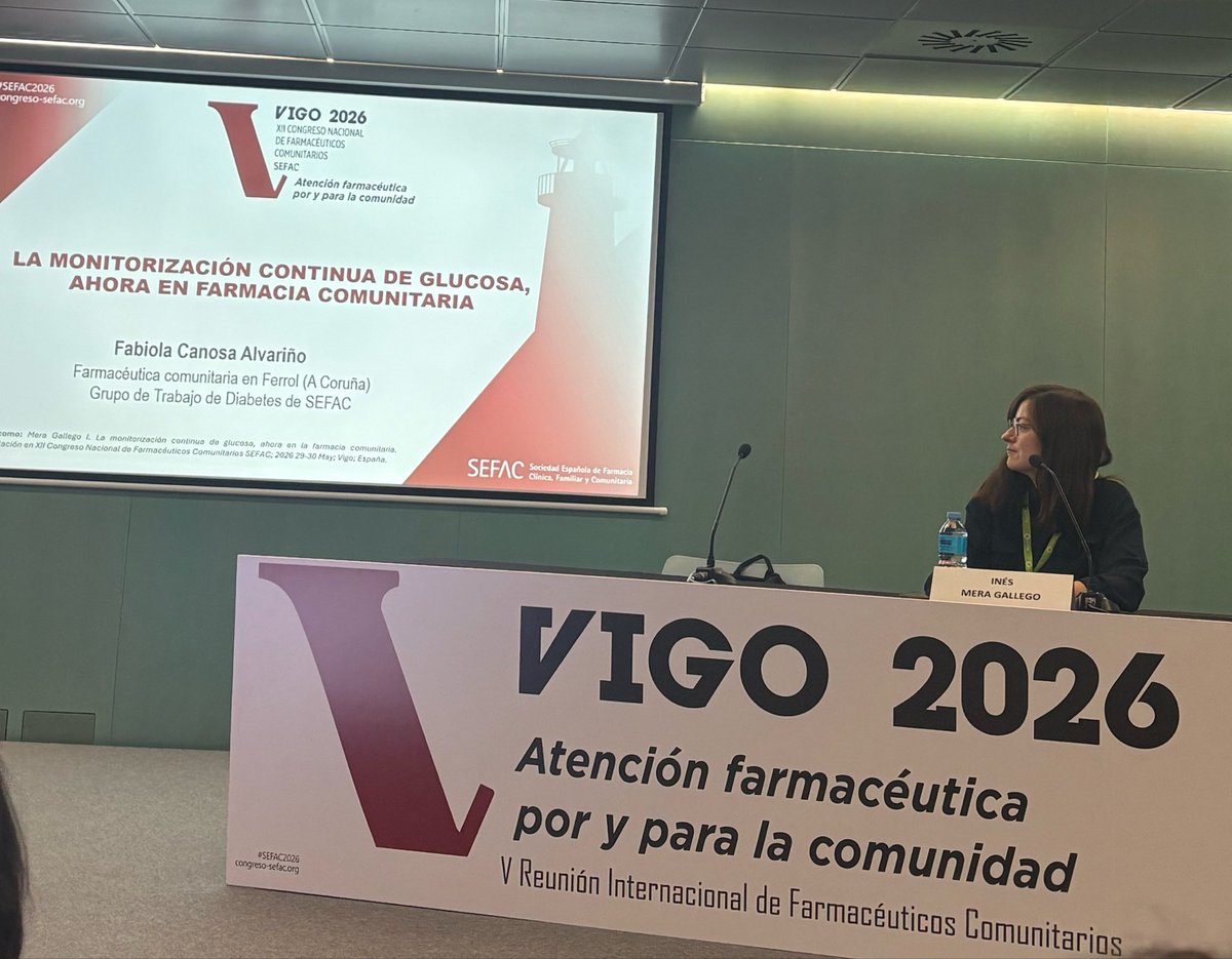 irene_maga's tweet photo. Comenzamos el congreso #SEFAC2026 con una sesión práctica sobre los sistemas de monitorización continua de glucosa, que ahora ya están en farmacia comunitaria

@InesMeraG  @fabycaal 

@SEFAC_aldia https://t.co/KZ5dkr4raI