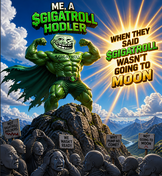 IMyselfAndMeOnX's tweet photo. @GigaTrolls They laughed. They doubted. They faded.
$GIGATROLL is inevitable. 🚀👹

#GigaTroll #GIGATROLL #TrollSeason #ToTheMoon 🚀 https://t.co/vtAKPgh58o