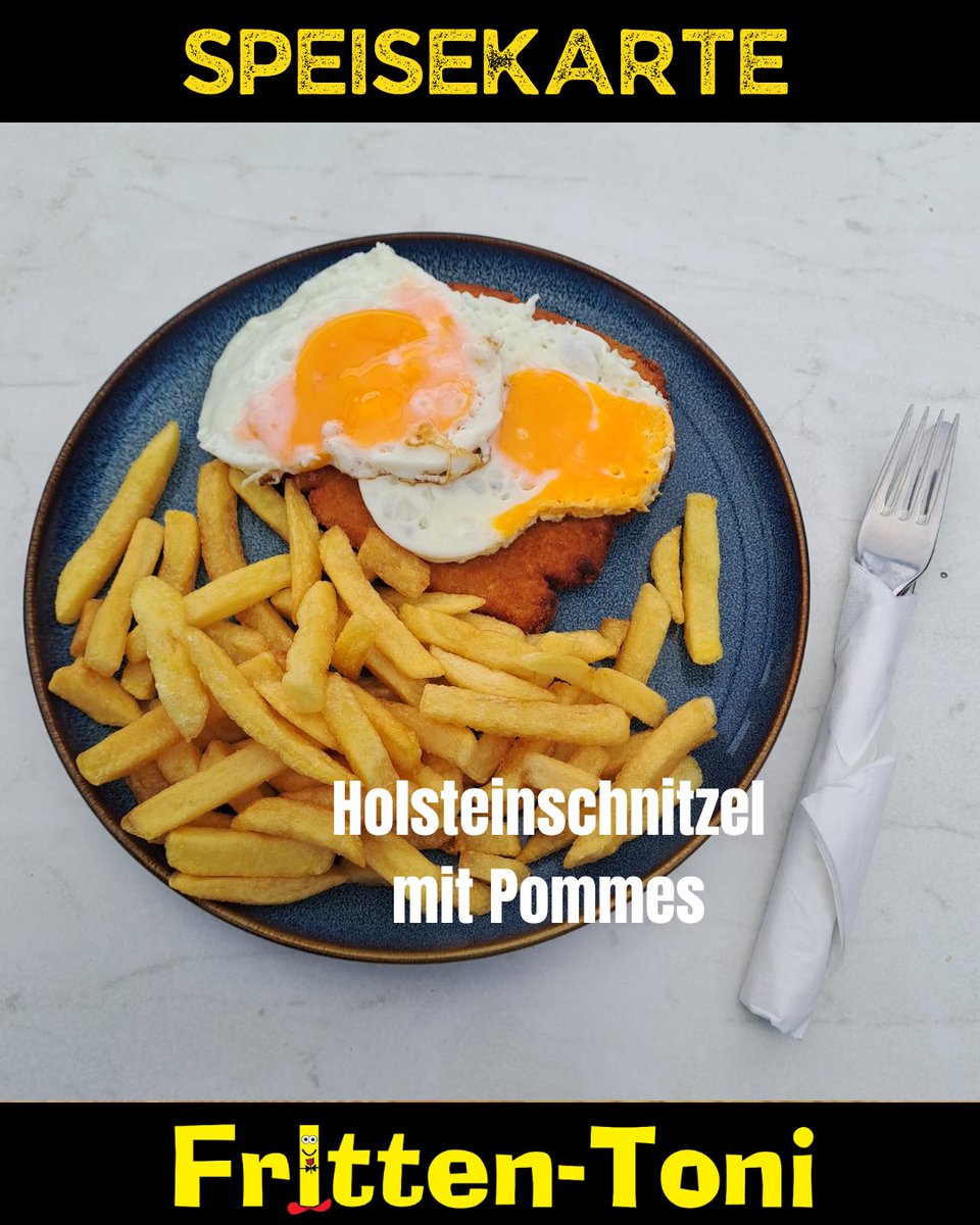 Fritten_Toni's tweet photo. Aus unserer Speisekarte:

Holsteinschnitzel mit Pommes 🍳🍳

Wir sind heute wie immer von 10 bis 16 Uhr für Sie da!

Sie finden uns: An der Kreuzung Frankfurter Landstraße / Zimmersmühlenweg, Parkplätze sind vorhanden. https://t.co/X104MkESrH