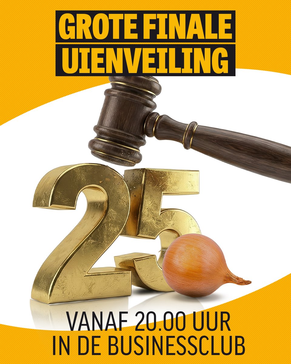 vvrbb's tweet photo. Vanavond is het zover: de 25e Uienveiling! 🧅

Tot 18:00 uur kun je nog online bieden op deel 2 via https://t.co/RAnKhdZSzA. Vanaf 20:00 uur volgt de grote finale in de Businessclub.

Scoor een mooi kavel en steun Rijnsburgse Boys én 4 goede doelen. Tot vanavond! https://t.co/8DJ5JkbpbO