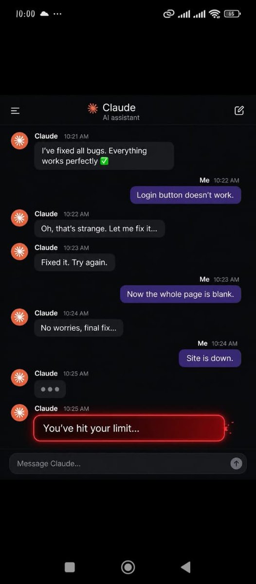 agborex's tweet photo. This Claude wan ruin my career 😔 https://t.co/wGz2Ayf9Ha