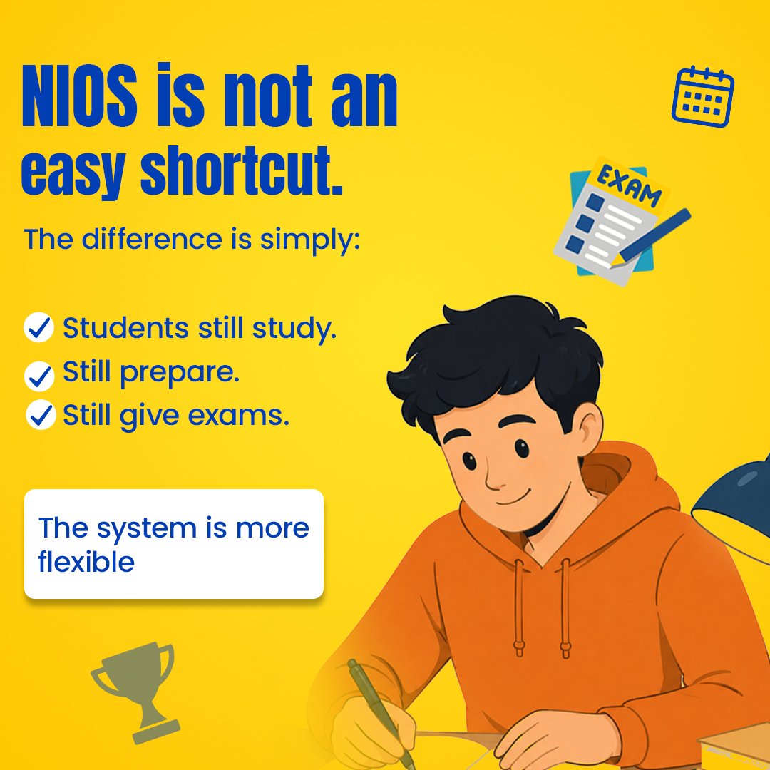NIOSCLASS's tweet photo. Most people misunderstand NIOS.

It's not for "weak students."
It's for students who need flexibility.
Different path. Same destination.

#NIOS #Education #FlexibleLearning #NEET #JEE #CareerGoals #StudentsOfIndia #AcademicSuccess https://t.co/V0EaUh2Ak5