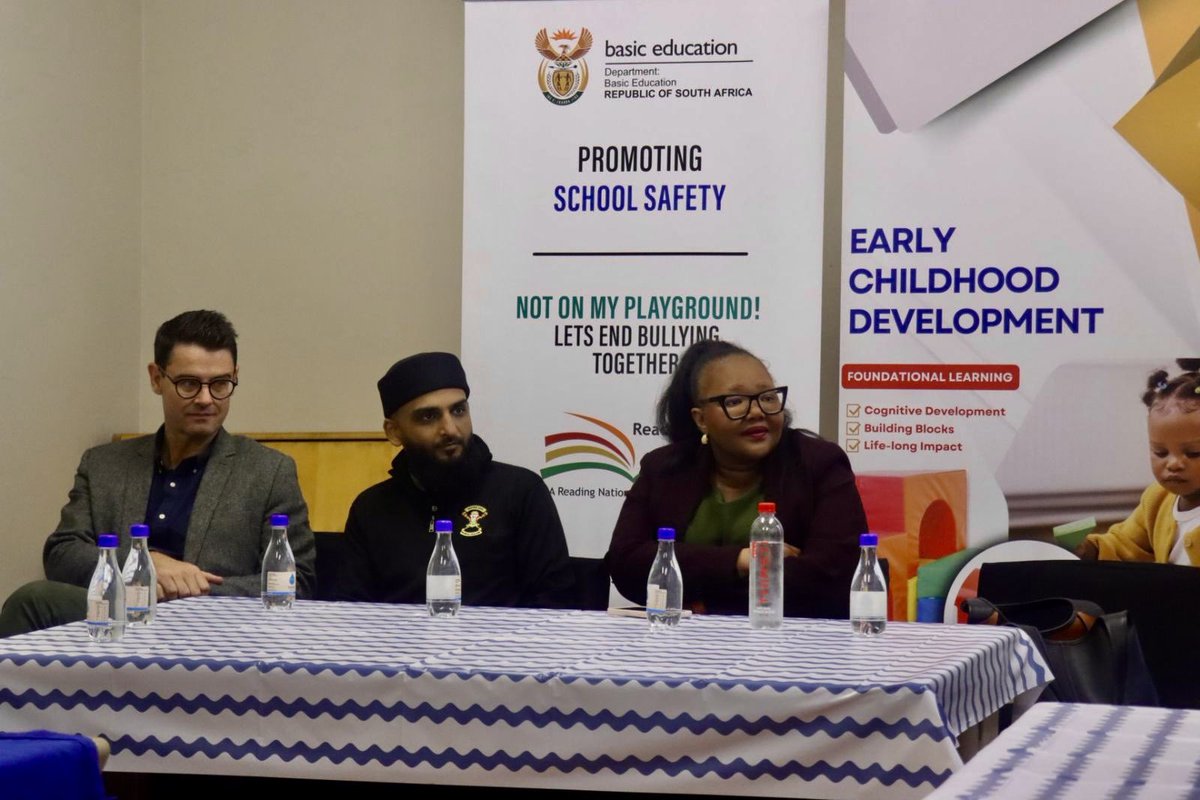 DBE_SA's tweet photo. 📍 Gqeberha, Eastern Cape | School Safety & Mobile Library Handover

Safe schools and access to books — two things every South African child deserves, no matter where they grow up.

This morning, Minister of Basic Education Siviwe Gwarube undertakes a school safety inspection and participates in an anti-bullying pledge signing at Dr Habelgaarn Primary School.

The Minister will then joins learners  at B.J. Mnyanda Primary School in KwaZakhele for the handover of a Mobile Trolley Library, aimed at promoting a culture of reading and learning.

Small acts. Real impact. Children at the centre of it all.

#KuzobaSafeEsgela #SaferSchools #MobileLibrary #EveryChildMatters #StopBullying #EducationZA #EndBullyingInSchools #GovZAUpdates