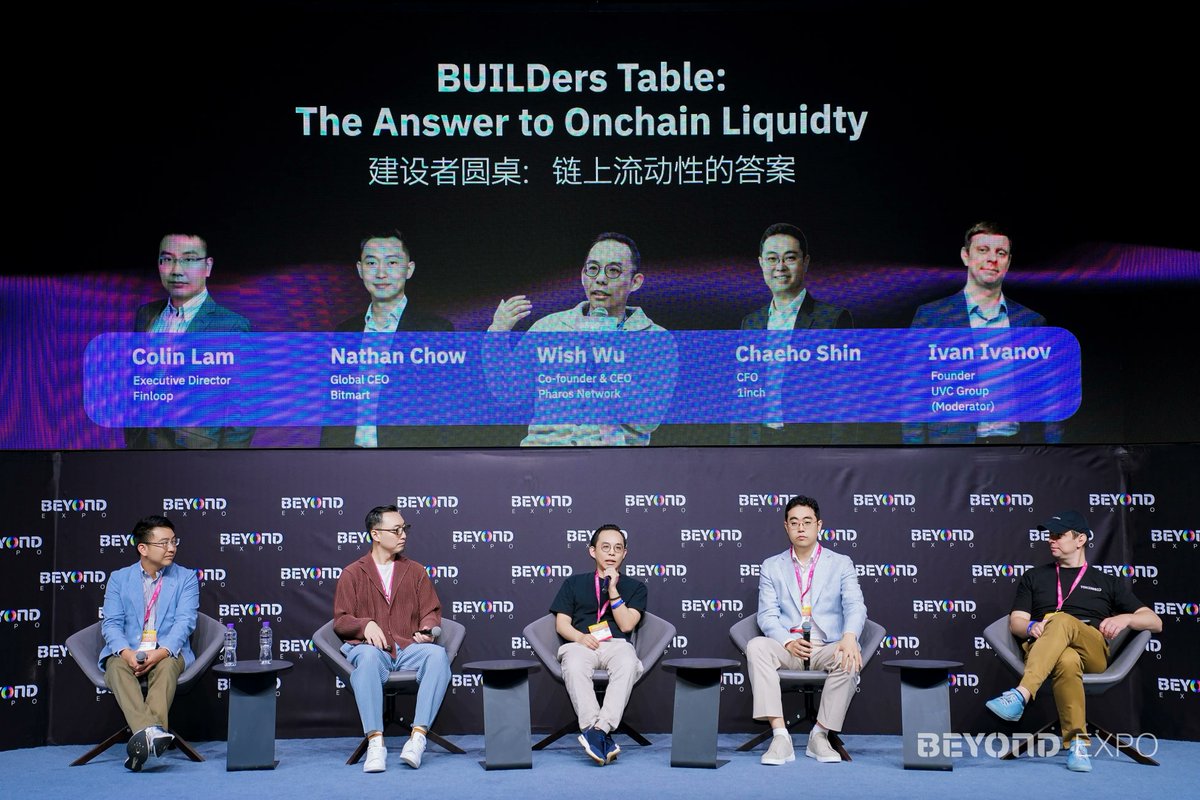 pharos_network's tweet photo. Durable onchain liquidity is not just a trading problem. It is an infrastructure problem

Great discussion at @beyondtechexpo’s BUILDers Table with leaders from Bitmart, 1inch, UVC Group, and Finloop on what it takes to build durable liquidity across CeFi, DeFi, and institutional markets 🔥

CEO @wishlonger shared how L1 decisions directly impact liquidity, especially for RWA tokenization, institutional onboarding, and scalable onchain asset distribution

Appreciate BEYOND Expo and ChainNeXT for hosting 💙
