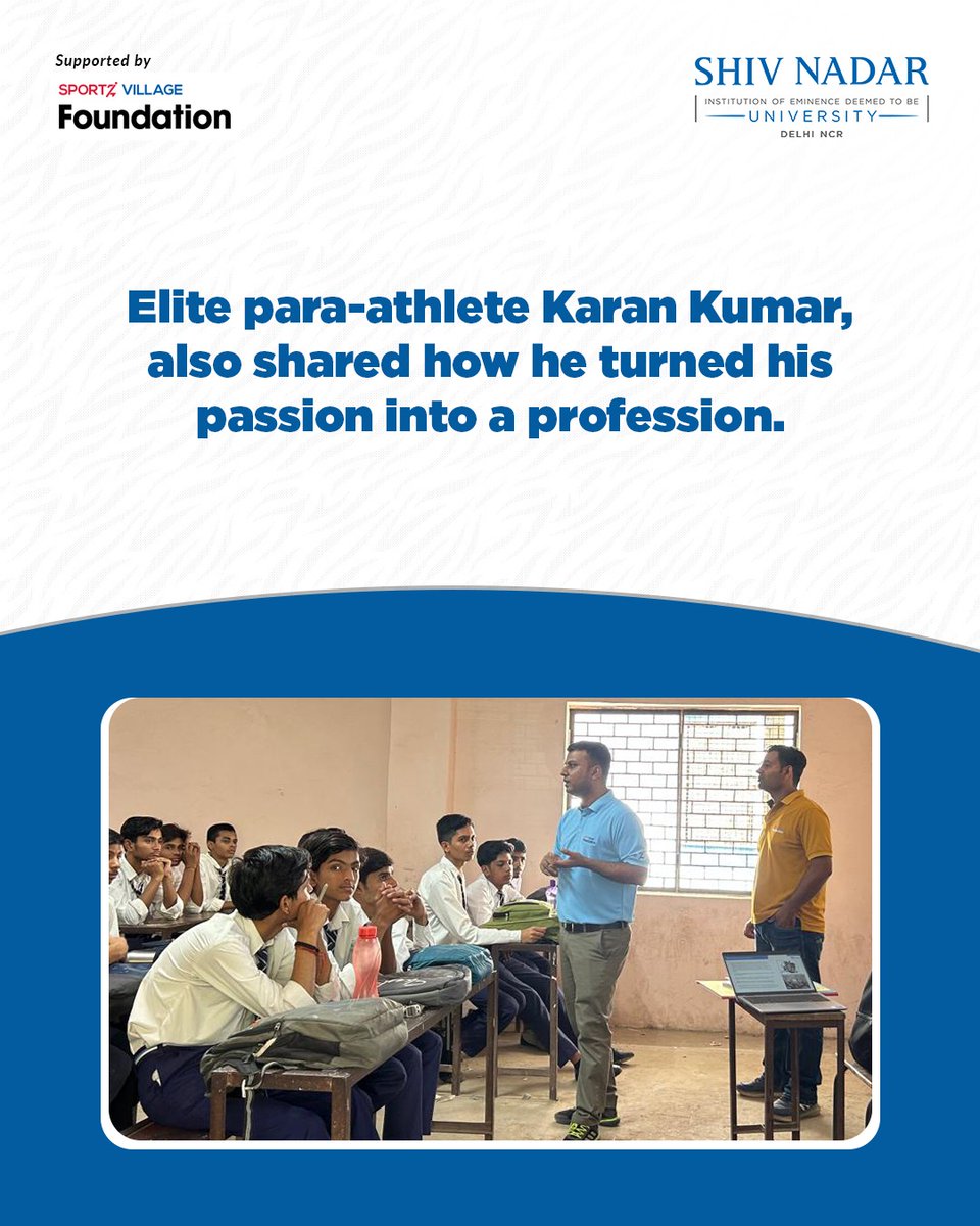 SnuDelhi's tweet photo. Most students don't quit sports because they lack talent. They quit because nobody told them it could be a career. Khelo Dadri Career Counselling is changing that.

#KheloDadri #SportsCareers #SNUCommunityConnect #SNU #SNF https://t.co/3tLV3TCyRw