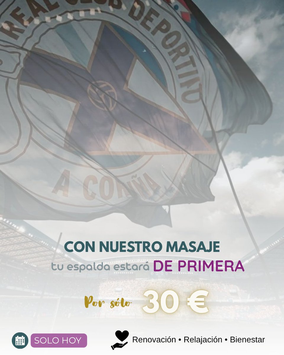 NeozenCoruna's tweet photo. ¡Feliz viernes!

Para celebrar que nuestro equipo ha subido A PRIMERA, lanzamos SOLO HOY una promoción a un precio 👌: https://t.co/L7zJSyoIMZ

✨ Así vais a tener vuestra espalda DE PRIMERA 💙⚽ 

🕓 Duración: 45 minutos.

#promo #deportivodelacoruña #centroestético #Coruña https://t.co/bwjgEjoIJi