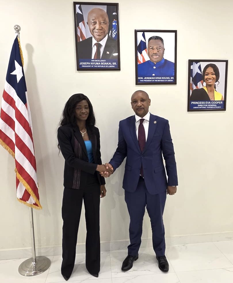 KenyaHC_Nigeria's tweet photo. 1/2. On 26/05/2026, H.E. Amb. @IParashina held meetings with Liberia’s Deputy Minister of Agriculture, Antoinette F. Dukuly; Exec. Director, National Investment Commission, Hon. Melvin Sheriff; and Director General, Tourism Authority, Princess Eva Cooper. @ForeignOfficeKE https://t.co/bWQpE2WZJx