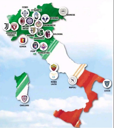 GradaBpro's tweet photo. Si el mapa del fútbol español en Primera División refleja la realidad económica de nuestro país, el de la Serie A italiana ya ni hablamos. https://t.co/DMHz68MJHJ