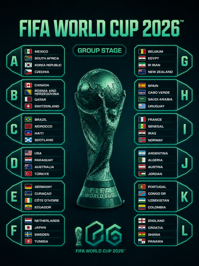 Predicto_gg's tweet photo. Fifa World Cup 2026
Which group is the toughest? 🌍🏆
#FIFAWorldCup2026 #WorldCup2026 #FIFA2026 #WorldCup #Football #Soccer #Predictions #FootballTwitter #WorldCupDraw #FIFA #AIArt #SportsDesign #GraphicDesign #Futbol #FootballDesign #PredictiveAI #NeonDesign #SportsGraphics #XDesign #Qatar2022
