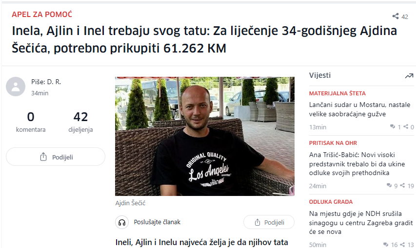 MoljacU's tweet photo. Realno su dvije marke sića i tesko da se kafa može popiti za te pare ali te 2KM mogu spasiti Ajdina.
Ineli, Ajlin i Inelu najveća želja je da njihov tata ozdravi! Pozivom na broj 17043 donirate 2 KM za liječenje 34-godišnjeg Ajdina Šečića, oca troje preslatkih mališana. https://t.co/k1kycBIduN