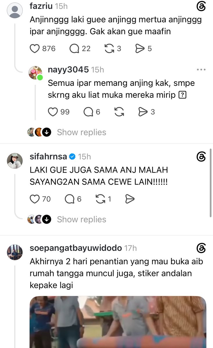 bardanslm's tweet photo. iseng liat2 threads tau2 muncul  postingan istri maki2 suaminya hampir 500 ribu view, isi komennya isinya cewek maki2 cowoknya. 

saya sampe cek satu2 komennya, bukan apa2, takutnya istri saya ikut komen disitu 🥲🙏🏻

coba cowok2, cek deh ada gak komen pasanganmu di postingan threads ini??? serem sumpah wkwk 😅