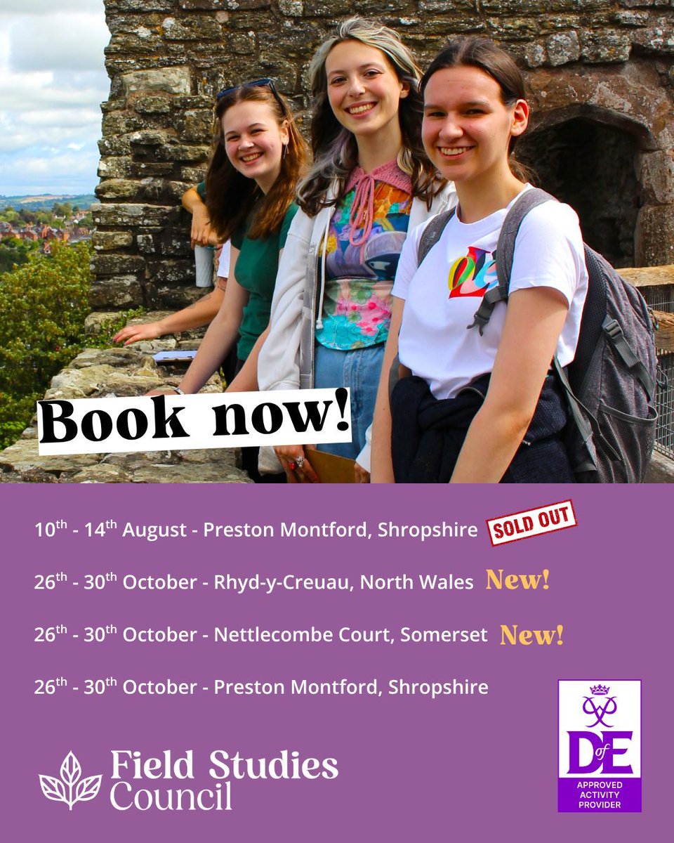 FieldStudiesC's tweet photo. ⏳ Step back in time 

Could the past hold the key to understanding the present? 🤔

At our History Camp, young people aged 16–18 will explore some of the UK’s most fascinating locations. From castles and ancient settlements to industrial heritage sites, uncover the stories that shaped them. 

You’ll piece together history through real-world experiences, develop new skills, and meet like-minded people along the way. No prior experience needed, just curiosity and enthusiasm!

✅ Suitable for the residential section of the Gold @DofE
Residential

We have two new exciting locations for this year's camps too! Rhyd-y-Creuau in North Wales and Nettlecombe Court in Somerset.

Ready to start your journey into the past?
👉 https://t.co/3SZ2xriRz0