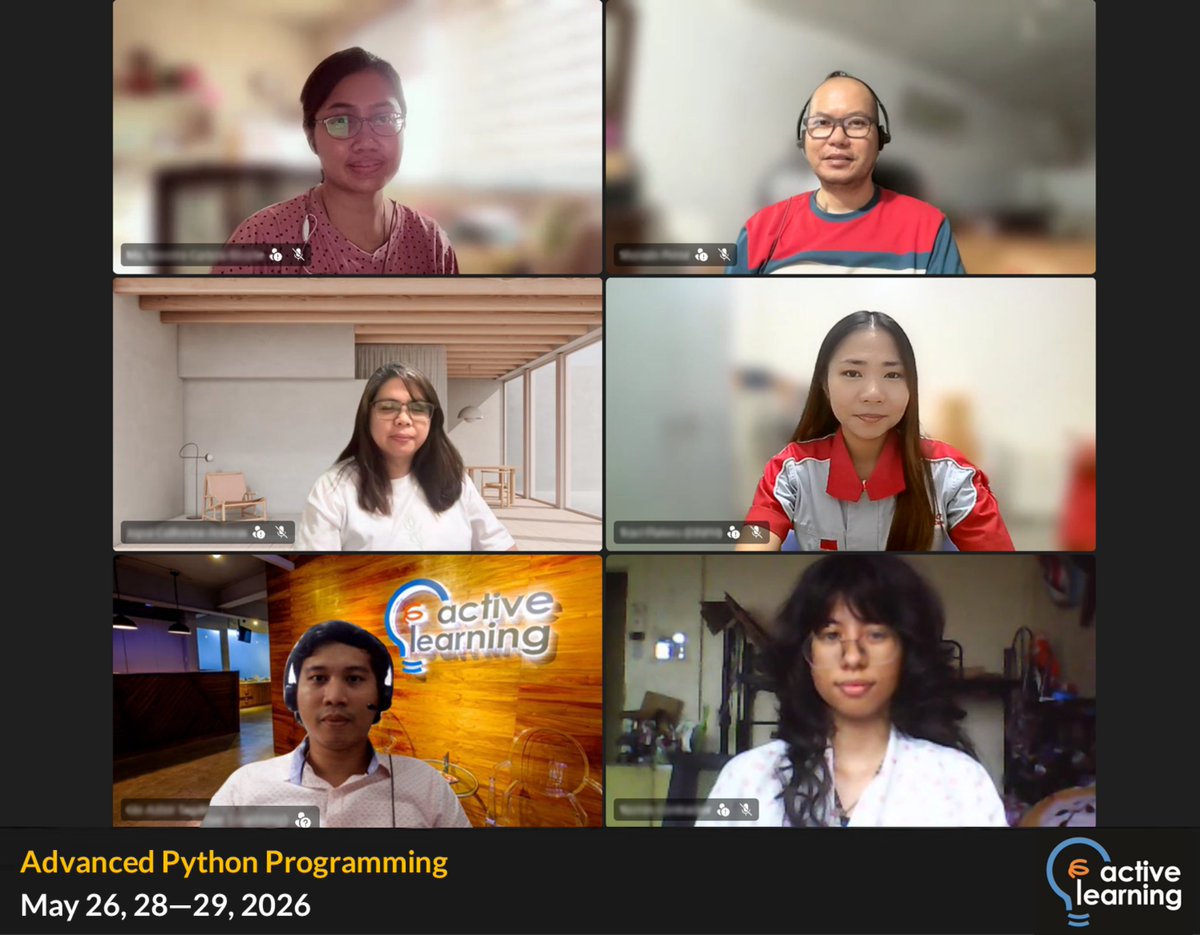 active_learning's tweet photo. Just finished Advanced Python Programming Live Online training! Join us on July 21 - 23, 2026 for the next run. For more info, click here https://t.co/gHh7Gst8K8. #UpgradeYourself #python https://t.co/KnrGvQVUbD