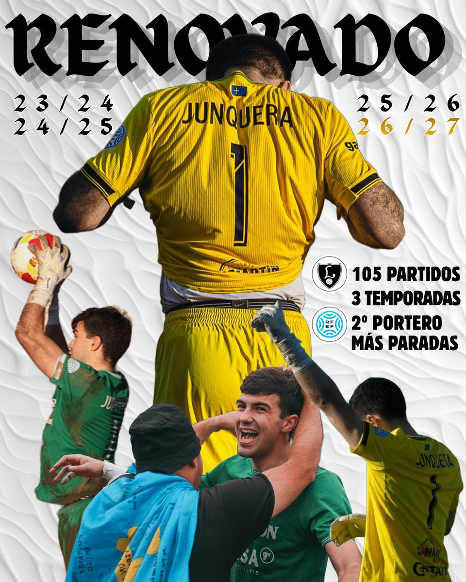 CDLealtad's tweet photo. Cómo no se va a quedar 🫴 

San Junquera, nuestro cerrojo, un año más como Leal. 🔒 

Su 4a temporada, después de 105 partidos con el club y 96 (🤯) paradas en la 25/26

Para alegrar el viernes 😁😝

Leal para siempre @Junque13 https://t.co/vKeb9DN2ex