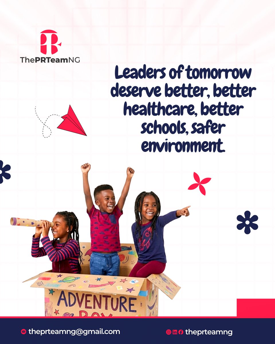 ThePRTeamNG's tweet photo. A better future for children isn’t built on wishes, it’s built through a safe and better environment for the next generation.

Strong societies protect, educate, and empower the next generation consistently.

#ThePRteamNG
#BetterFuture
#EveryChildMatters https://t.co/ANoeqQHAAh