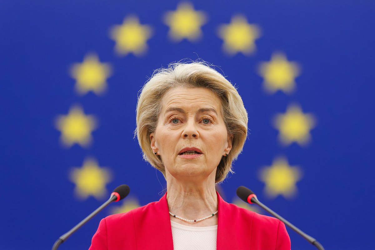nexta_tv's tweet photo. Ursula von der Leyen said that Russia has “crossed another line” after its drone reportedly struck a residential high-rise in Romania.

She also announced that a new package of sanctions is being prepared. https://t.co/CmXrPMuhEV