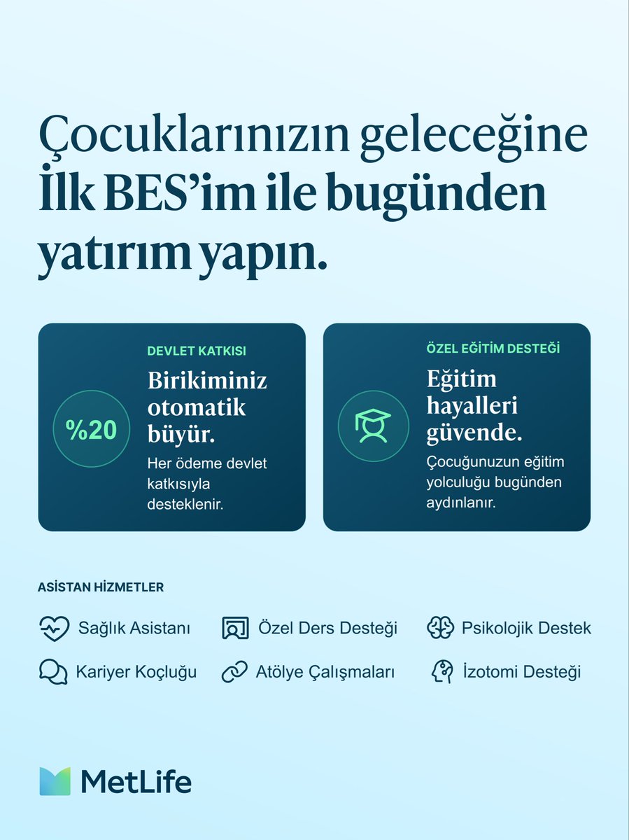 MetLifeTR's tweet photo. Çocuğunuzun yarınları için atılan her adım, bugünden başlar.

MetLife İlk BES’im ile onun adına düzenli ve güvenli birikimle geleceğini bugünden garanti altına alın.

#MetLifeTürkiye #İlkBESim https://t.co/PDGYOOTznf