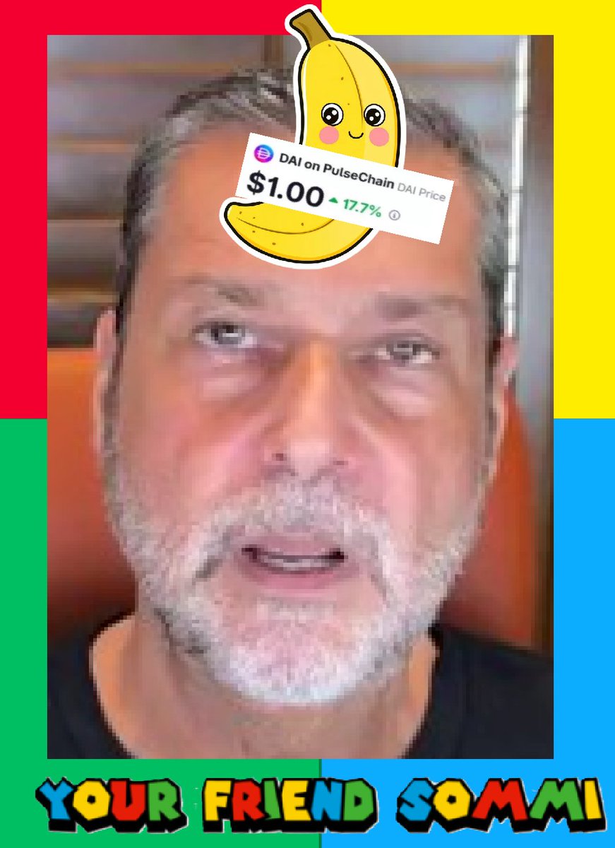yourfriendSOMMI's tweet photo. ❤️💛💚💙

The REAL Banana Zone is in PulseChain.

I am dropping HUGE Alpha videos today.

PulseChain Pioneers signaled pDAI.
- Governance Take-Overs, AAVE backstops and NineIronCapital hints.
- The Juggernaut DeFi system is being built, and Non-Believers are sidelined.

🦎 Sir Nathan drops the bombshell rumor that Sommi is a lizard, and CoExistence Steven doesn't exist.
But he's missing ONE key thing:

🕯️ PulseChain is the Good Team. 
We're giving a home to cypherpunks.

🩹 Natively Decentralised Stablecoins are the next big thing. Even Vitalik said so.

What's your next move?