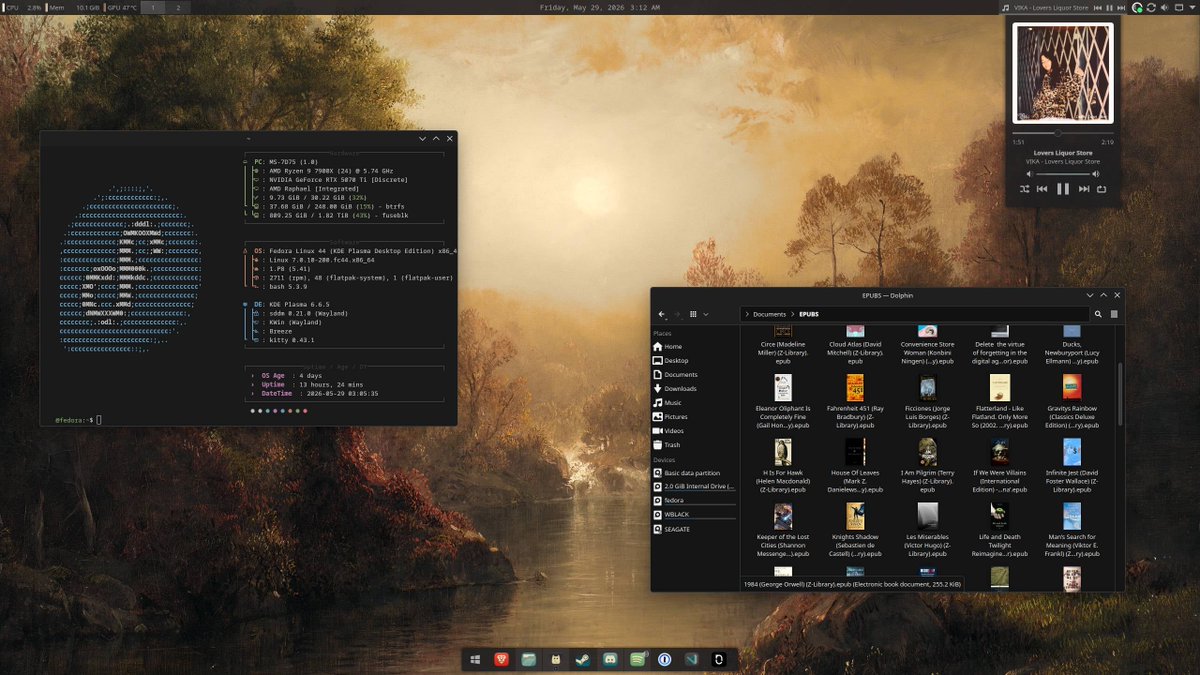[KDE] Finally converted my windows desktop. Cozy rice WIP Link: https ...