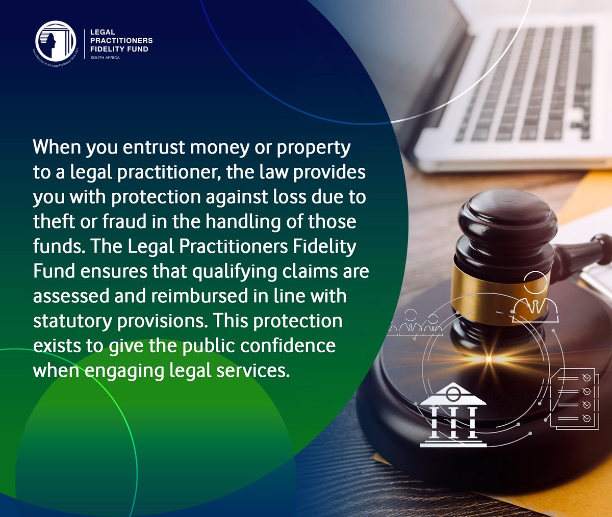 fidfund's tweet photo. When you entrust money or property to a legal practitioner, the law provides you with protection against loss due to theft or fraud in the handling of those funds. https://t.co/h5scwK0NXn