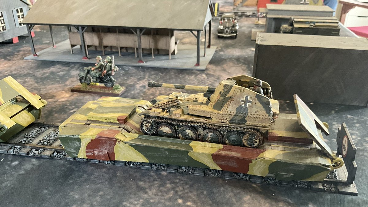Oldwargamer's tweet photo. Getting set up for our next #ChainofCommand game. Railway yards theme. Still a few buildings to paint. #WWII https://t.co/YWCtFvnb6a