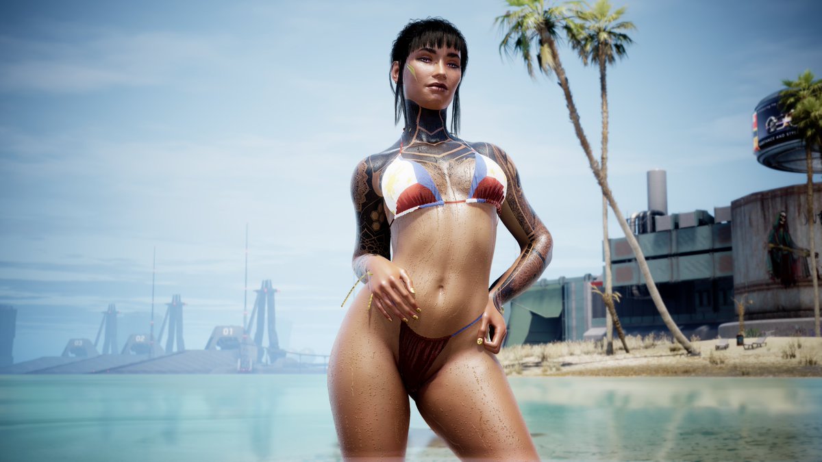 DarthDuwan's tweet photo. "Sun-kissed, chrome-plated, and island-made. Part 2: Posing. 🌊☀️"

#Cyberpunk2077 #PinoyGamer #Bebot #GamerGram #VirtualPhotography https://t.co/V3akHNBD70