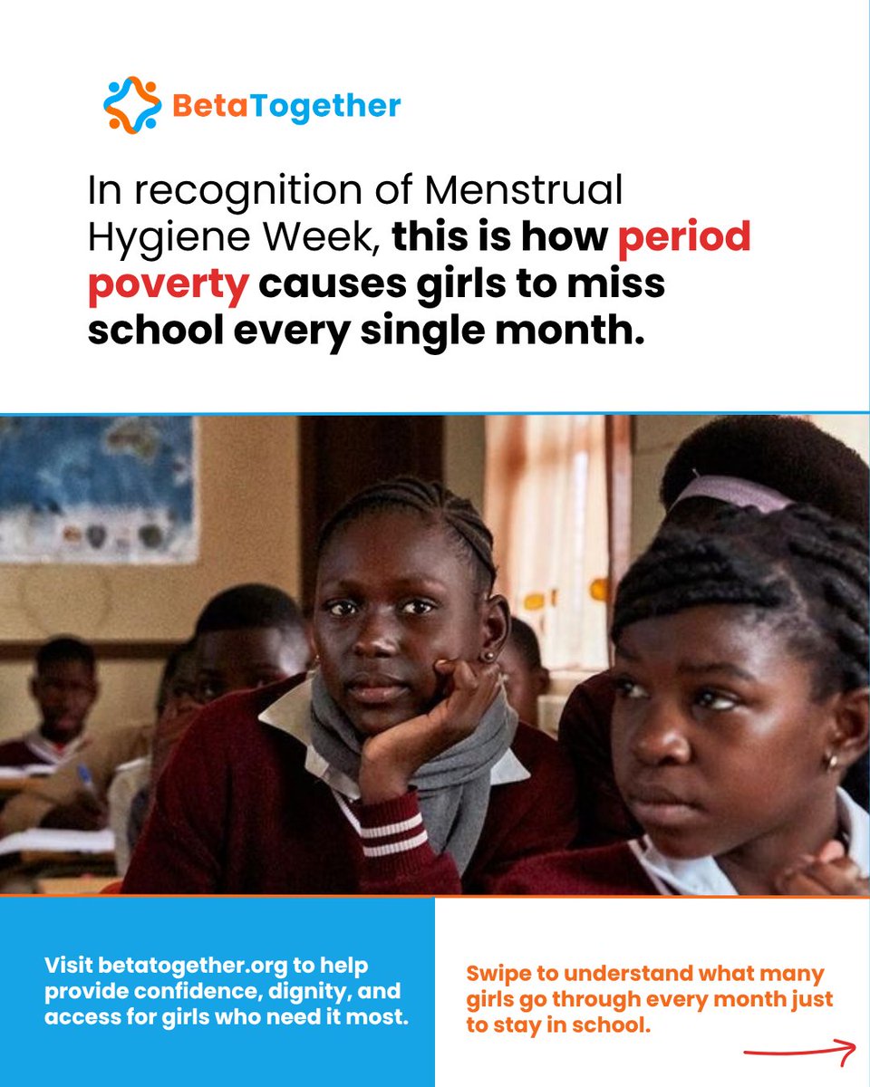 dobetatogether's tweet photo. Period poverty is still keeping girls out of school.

Let’s change that.

Support dignity and access for every girl at  Beta Together￼

#EndPeriodPoverty #GirlsEducation #MenstrualHealth #Betatogether https://t.co/E03zjpXYqa