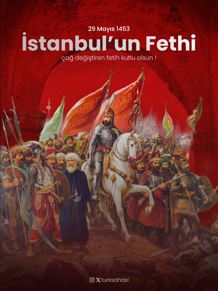 turksahasi's tweet photo. Karadan yürüyen gemiler, aşılmaz denilen surları yıkan şahi topları ve "Ya ben İstanbul’u alırım ya İstanbul beni" diyen 21 yaşında bir Türk hükümdarı...🇹🇷

İstanbul'un Fethi, imkansıza inanmayanların, kadim hedeflere baş koyanların zaferidir. 

#Fetih #TürkSahası https://t.co/2o1VRGBz4O