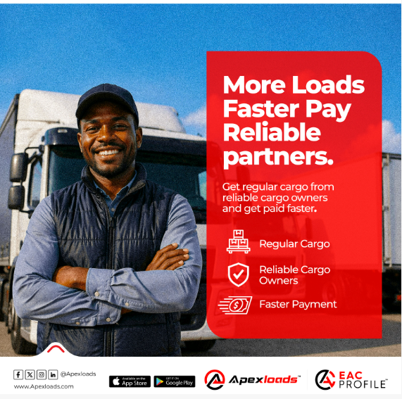 Apexloads's tweet photo. Time to maximize the potential of your trucks! Apexloads offers a bold new world of opportunities where you can keep your trucks moving and earn more

Register and find out how @ https://t.co/CVMi0vba2J

#apexloads #eacprofile #loadboards #freightforwarders #transporters https://t.co/2ZZ2Xofegg