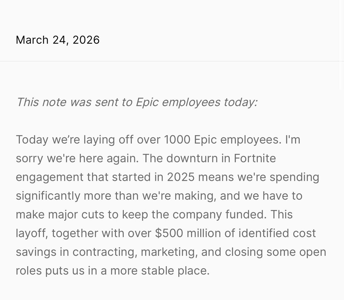 LavaGS's tweet photo. @TimSweeneyEpic Laying off 3x more employees than valve has btw https://t.co/upkELiJyS0