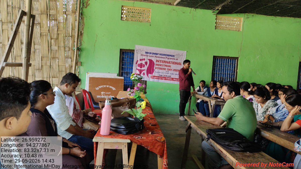 JJM_Majuli's tweet photo. Awareness Programme on Menstrual Hygiene and Safe Practices for adolescent girls was organised today at Meragarh  Higher secondary School . The objective of the programme was to create awareness on menstrual &amp; personal hygiene and safe practices.
#MenstrualHygieneDay
#MHDay2026 https://t.co/PzdoXzDhjI
