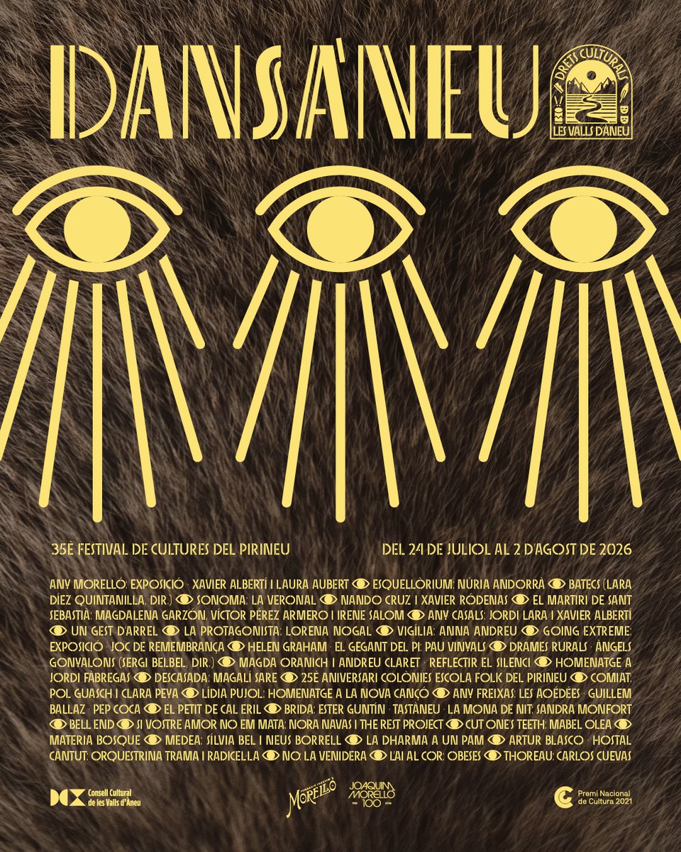 dansaneu's tweet photo. 35è DANSÀNEU ✨ Del 24 de juliol al 2 d’agost, les Valls d’Àneu tornaran a convertir-se en escenari!

La 35a edició reunirà durant 10 dies prop de 40 propostes de música, dansa i patrimoni material i immaterial desplegades en una vintena llarga d’espais

👁️https://t.co/9NzbRbEbaE https://t.co/arIh8KatgY