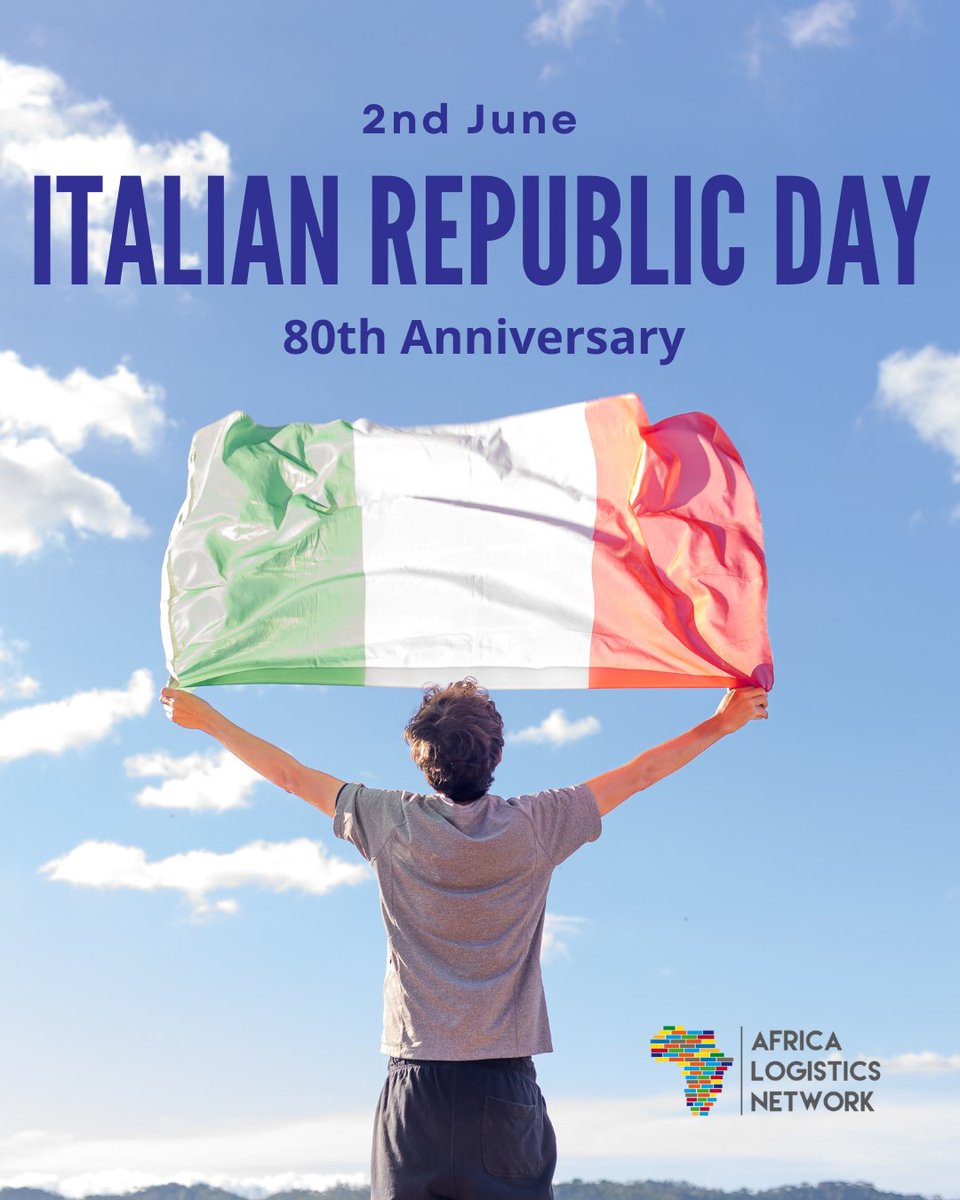 africa_logistic's tweet photo. Happy #ItalianRepublicDay! 🇮🇹
@africa_logistic celebrates the #80thAnniversary of the Italian Republic.
📍Please note that our offices will be closed on June 2
🌐 Learn more: https://t.co/rgGDBt14za
#FestaDellaRepubblica #Italy #ALN #LogisticsCommunity https://t.co/7SbIMommdL