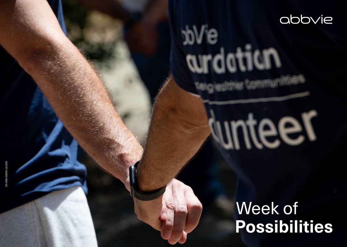 abbvie_gr's tweet photo. Ξεκινά η #WeekOfPossibilities, η αγαπημένη μας εβδομάδα του χρόνου, που είναι αφιερωμένη στην προσφορά, τη συνεργασία και τη δύναμη της ομάδας. Σε όλο τον κόσμο, οι άνθρωποι της AbbVie ενώνουν τις δυνάμεις τους για να στηρίξουν, να προσφέρουν, να αγκαλιάσουν. #AbbVieGivesBack https://t.co/DWb8E3Gmbz