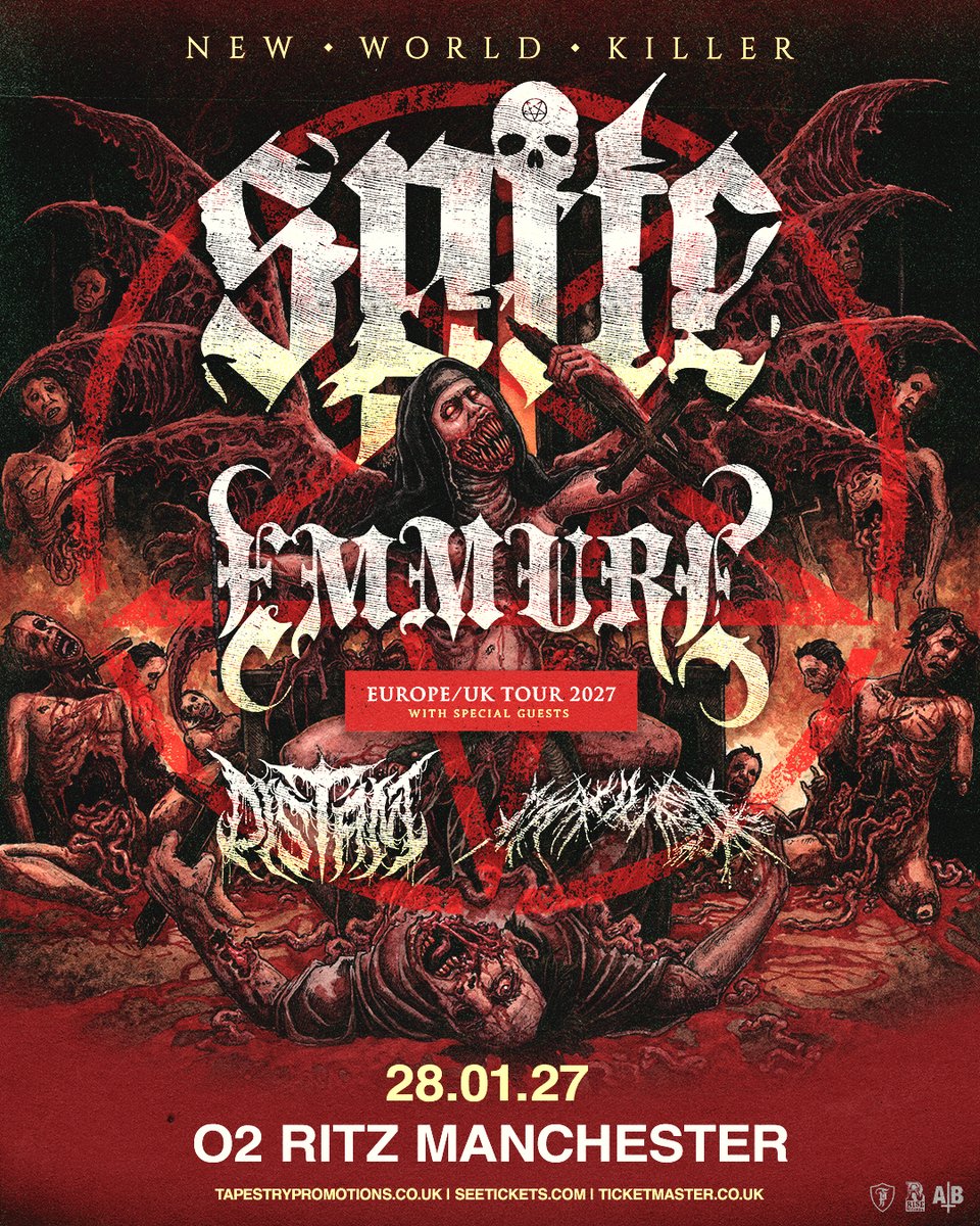 O2RitzManc's tweet photo. NEW: Spite &amp; Emmure head out on a co-headline tour with a date at #O2RitzManchester Thur 28 Jan w/ support from Distant &amp; Mauled. 

Tickets on sale now via; https://t.co/4AvgvcVHlG https://t.co/wX1THh6Nql