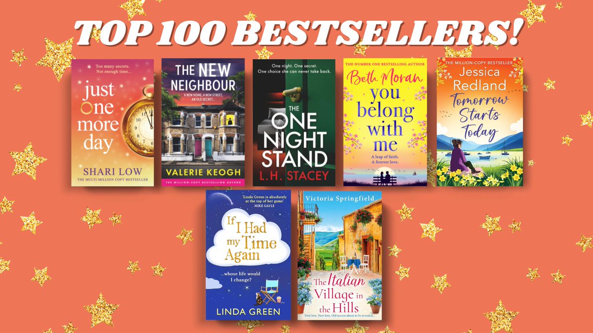 BoldwoodBooks's tweet photo. 🌟TOP 100 BESTSELLERS🌟

Congratulations @sharilow, @ValerieKeogh1, @LyndaStacey, Beth Moran, @jessicaredland, @lindagreenisms, @VictoriaSwrites ✨📚 https://t.co/ZqdSOo4KrZ