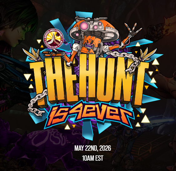 pawshmoiles's tweet photo. I'm sure that a buttload of you are already aware, but this years first hunt in @Borderlands 4 is (and has been) live! It's a great event where we gather gear, raise money for the wonderful people at @StJudePLAYLIVE. All goes towards a huge cause.

Please give if you can! https://t.co/M1EUaqKbwT