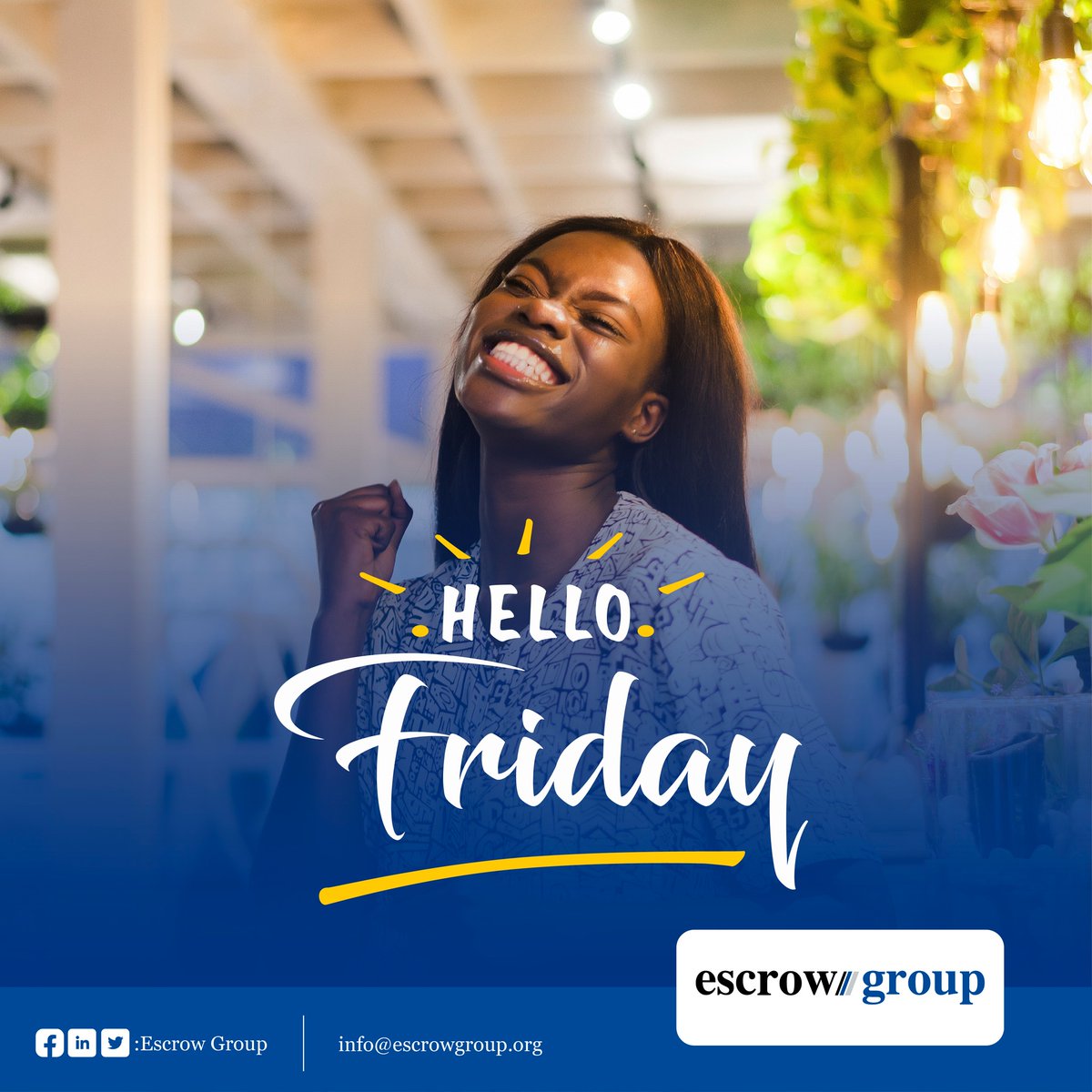Escrow_Group's tweet photo. Hopefully, you finished the week on a productive note.
Embrace the lure of the weekend and use it productively and positively as well!
#escrowgroup #forwardthinking #FinTechSolutions https://t.co/GVlNnLfVzz