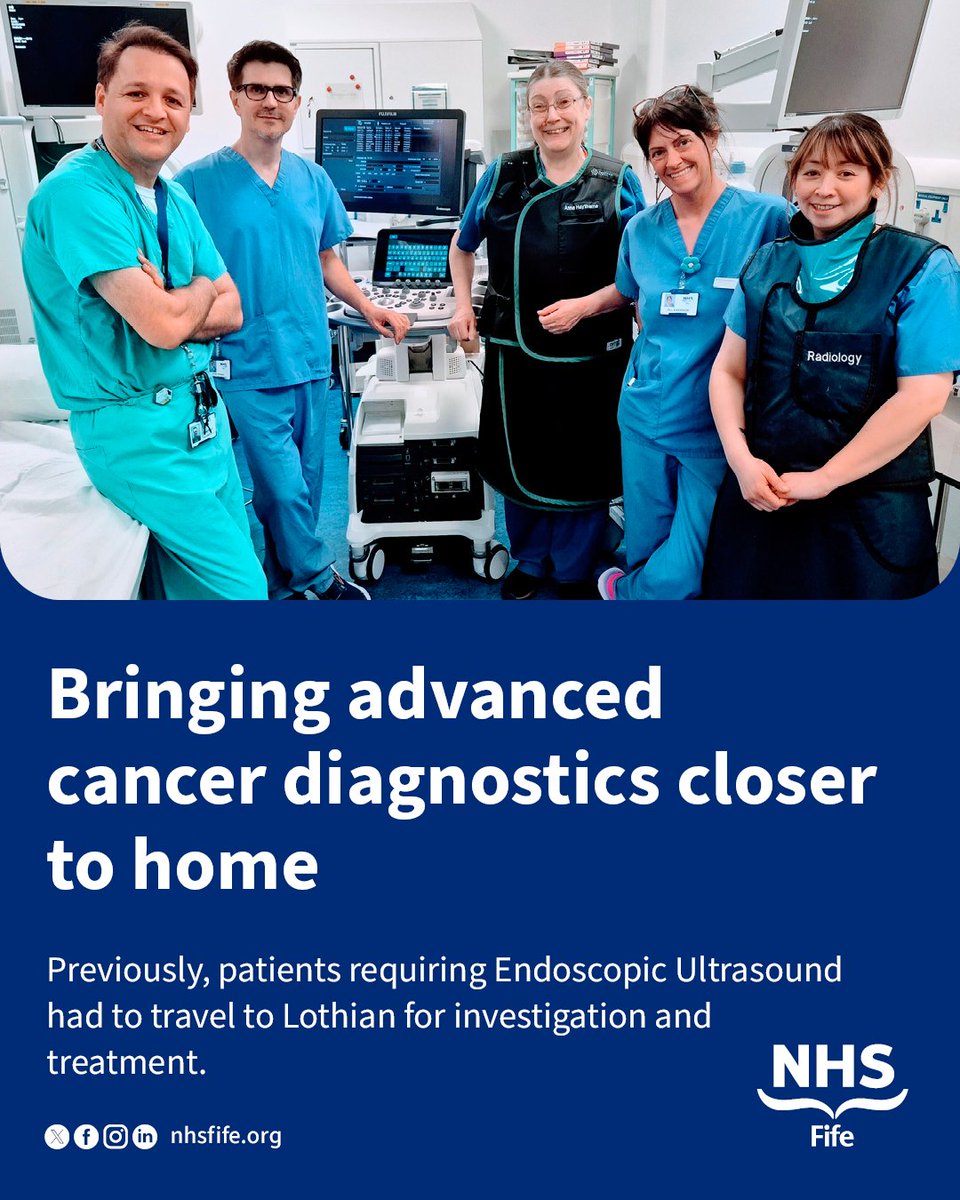 nhsfife's tweet photo. Our Endoscopic Ultrasound service has completed its first 100 procedures since launching last year.

The procedure provide detailed images of the digestive system and surrounding organs, supporting faster and more accurate diagnosis.

https://t.co/8d4uKMrNqL https://t.co/9x6DmWpa0t