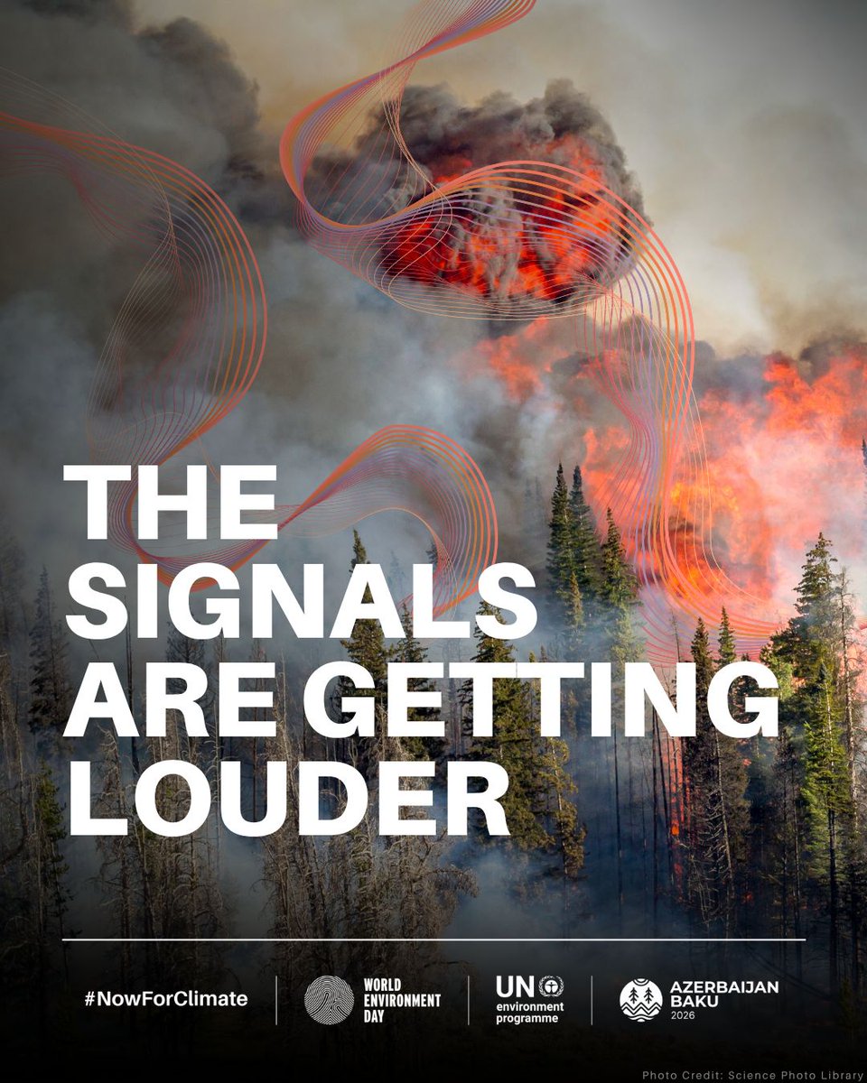 UNGeneva's tweet photo. Climate change is raising wildfire risk worldwide.

Hotter, drier conditions are making fires more frequent and intense, putting communities under growing pressure.

Our response is more urgent than ever: https://t.co/MCwKjFb8D9 

#NowForClimate #WorldEnvironmentDay https://t.co/Z6rvJYt3bz