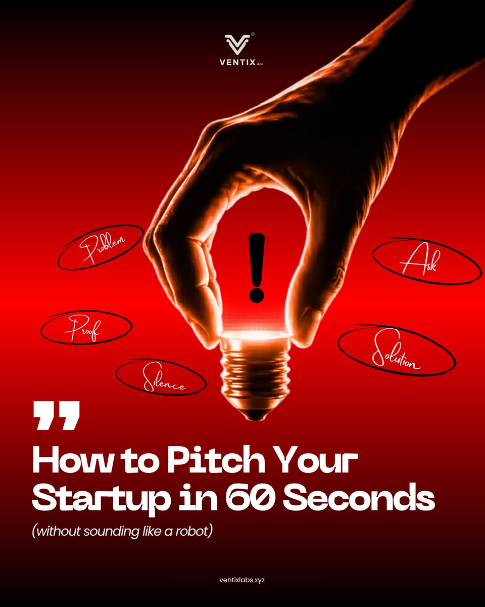ventixlabs's tweet photo. A founder once spent 15 minutes pitching his startup…

…and the investor still asked: “Wait, what does your product actually do?” 
That’s the issue with most startup pitches

Too much complexity, not enough clarity

Here’s a simple 60-second pitch framework that actually works: https://t.co/IWUx9LVF5E